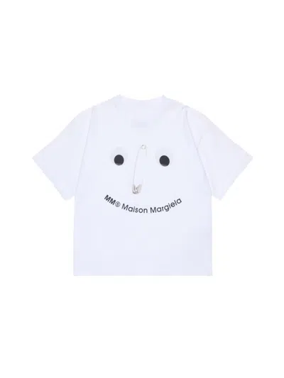 Mm6 Maison Margiela Kids' Smile Logo T-shirt In White