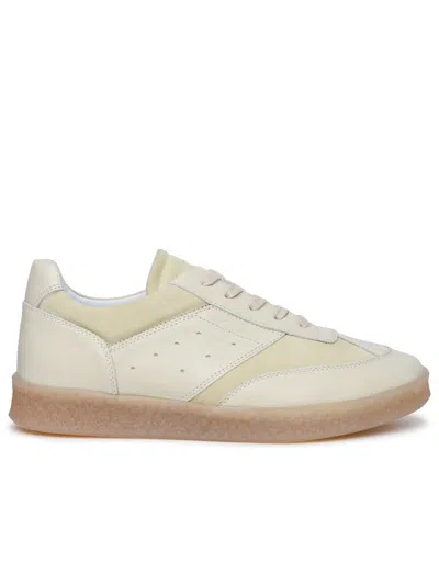 Mm6 Maison Margiela Ivory Leather Sneakers In Avorio