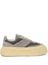 Mm6 Maison Margiela Low-top Mesh Panel Sneakers With Perforated Detailing In Brown