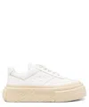 Mm6 Maison Margiela Mixed Leather Platform Sneakers In White