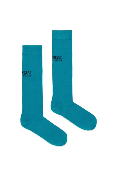 Mm6 Maison Margiela Socks With Numeric Logo In Azure