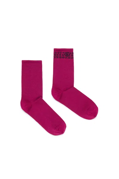 Mm6 Maison Margiela Socks With Numeric Logo In Red