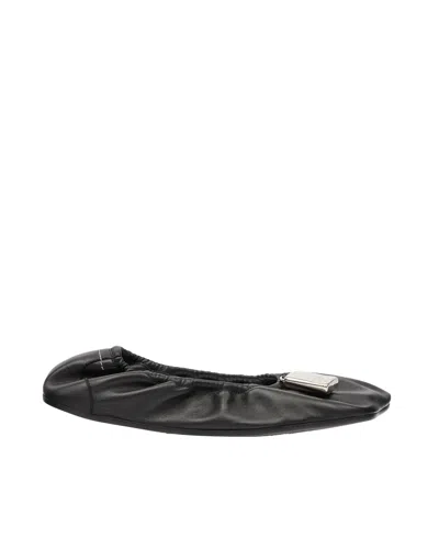 Mm6 Maison Margiela Soft Leather Ballerina Flats With Gathered Edging In Multi
