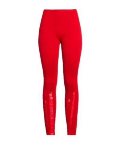 Mm6 Maison Margiela Solid Color Knit Leggings In Red