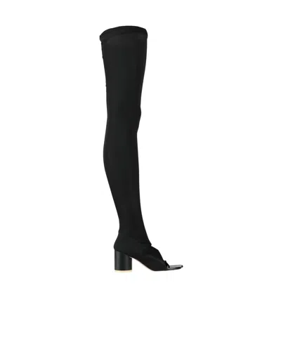 Mm6 Maison Margiela Solid Color Leather High Boots In Animal Print