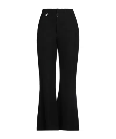 Mm6 Maison Margiela Solid Wool Flared Pants In Black