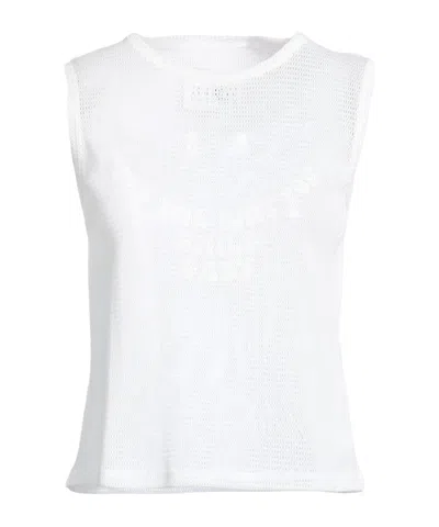 Mm6 Maison Margiela Solidcolor Printed Sleeveless Tshirt In White