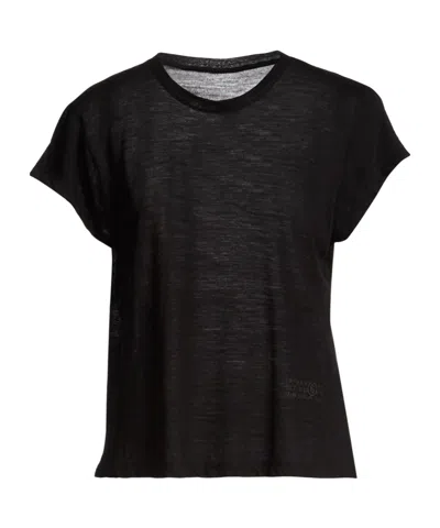 Mm6 Maison Margiela Solidcolor Shortsleeve Tshirt In Black