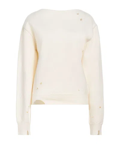 Mm6 Maison Margiela Solid-color Thin Wool Knit Sweater In White