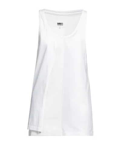 Mm6 Maison Margiela Solid-colored Sleeveless T-shirt In White