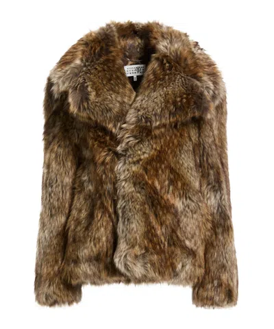 Mm6 Maison Margiela Solid-colored Teddy Coat In Brown