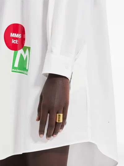 Mm6 Maison Margiela Souvenir Sticker Band Ring In Gold