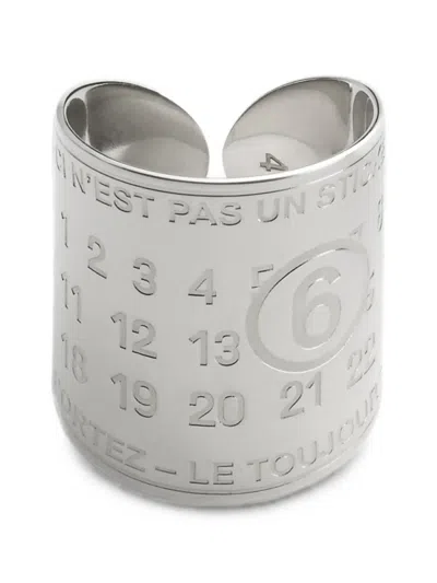 Mm6 Maison Margiela Souvenir Sticker Band Ring In Silver