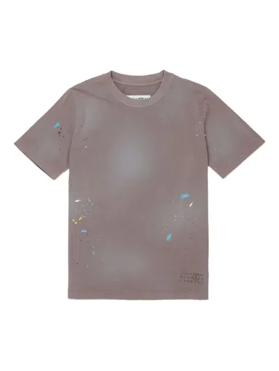 Mm6 Maison Margiela Kids' Splatter T-shirt In Brown