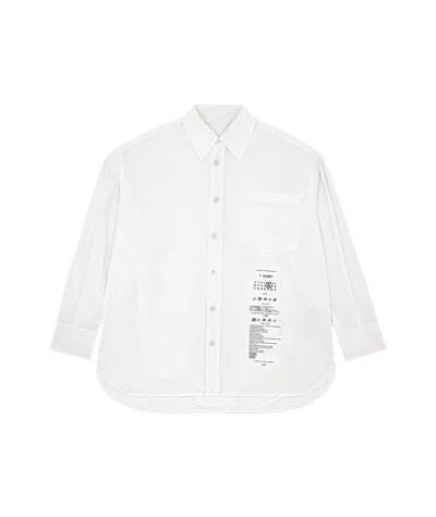 Mm6 Maison Margiela Spliced Numbers Cotton Poplin Shirt In Bianco