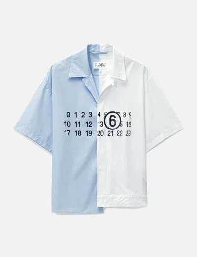 Mm6 Maison Margiela Camicia Re-cut In Popeline Colorblock In White