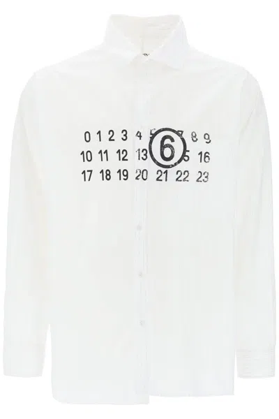 Mm6 Maison Margiela "spliced Shirt With Numerical Graphic In Bianco