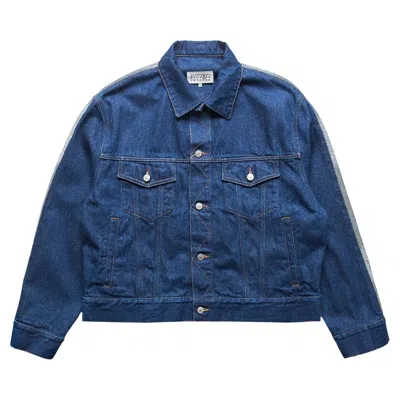 Pre-owned Mm6 Maison Margiela Split Reversed Denim Jacket 'blue' | Men's Size 52