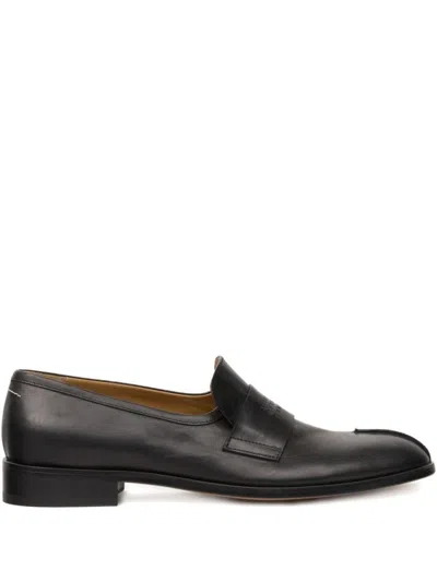 MM6 MAISON MARGIELA SPLIT-TOE LOAFERS IN BLACK CALF LEATHER