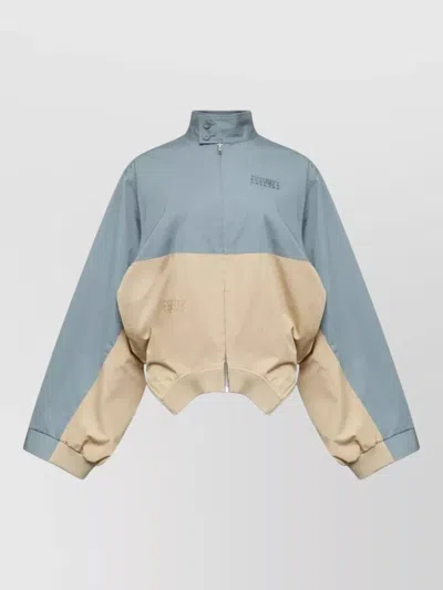 Mm6 Maison Margiela Sports Jacket High Collar Elasticated Hem In Blue