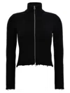 Mm6 Maison Margiela Ribbed Cotton Zip-up Cardigan In Black