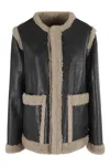 Mm6 Maison Margiela Mm6 By Maison Margiela Textured Black Shearling Jacket With Plush Trim In Black