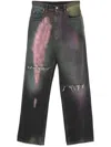 Mm6 Maison Margiela Pantalone 5 Tasche Rhianna Jeans In Black Denim With Multicoloured Fading In Grey