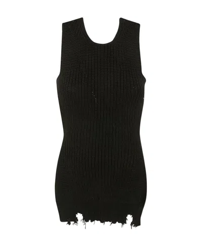 Mm6 Maison Margiela Square Open Back Wool Top In Black