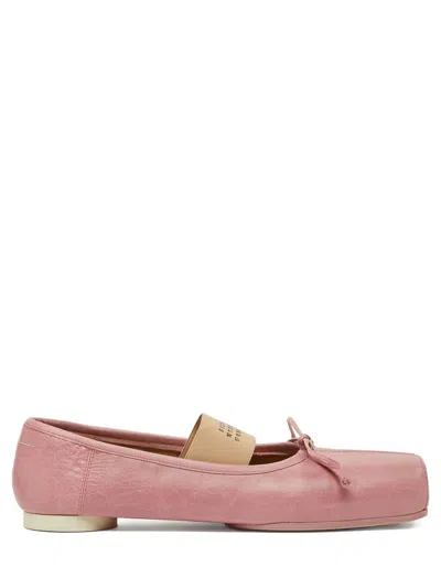 Mm6 Maison Margiela Square Toe Ballerina Flat Shoes For Women In Pink