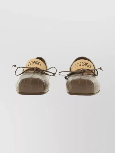 Mm6 Maison Margiela Square Toe Ballerina Shoes Bow Detail In Brown