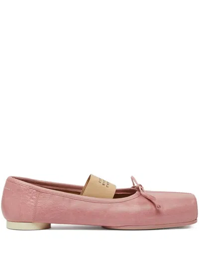 Mm6 Maison Margiela Square-toe Bow Ballet Flats In Pink