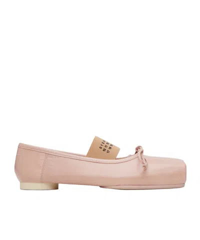 Mm6 Maison Margiela Square-toe Bow Ballet Flats In Pink