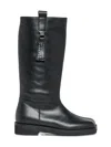 Mm6 Maison Margiela High Leather Boots With Logo In Black