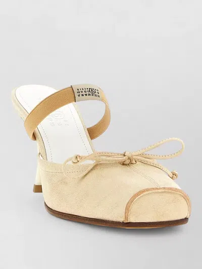 Mm6 Maison Margiela Square Toe Mules Slingback Strap Bow In Neutral