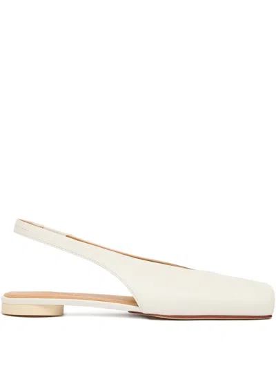 Mm6 Maison Margiela Ballet Flats Square Toe Slingback Design In White