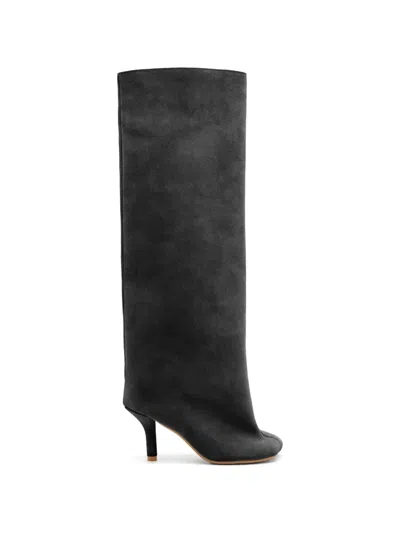 Mm6 Maison Margiela Square Toe Slouch Boots In Black
