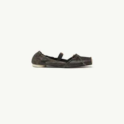 Mm6 Maison Margiela Square-toe Leather Ballerina Shoes In Brown