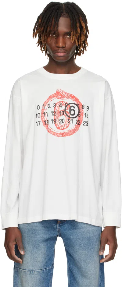 Mm6 Maison Margiela Ssense Exclusive White 'year Of The Snake' T-shirt In 101 Off White