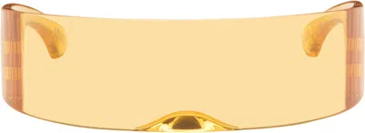 Mm6 Maison Margiela Ssense Exclusive Yellow Shield Sunglasses In Brown
