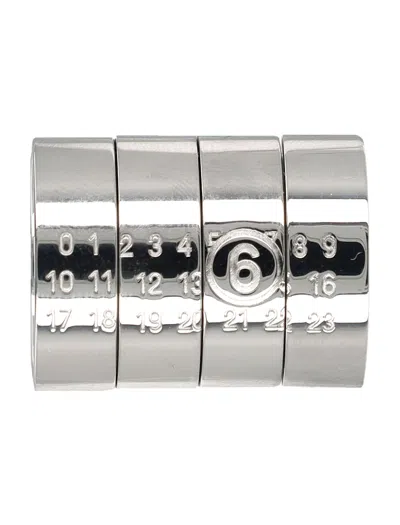 Mm6 Maison Margiela Stacked Numeric Metal Ring In Silver