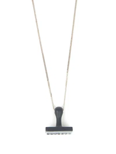 Mm6 Maison Margiela Stamp Pendant Necklace In 银色