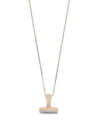 Mm6 Maison Margiela Stamp Pendant Necklace In 银色