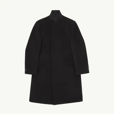 Mm6 Maison Margiela Stand Collar Wool Blend Coat In Black