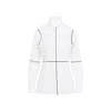 Mm6 Maison Margiela Stand-up Collar Off-white Cotton Shirt With Geometric Stripes In White