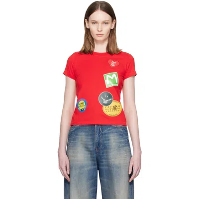 Mm6 Maison Margiela レッド Sticker Tシャツ In Red