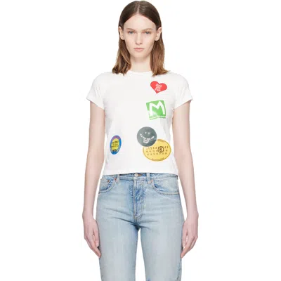 Mm6 Maison Margiela ホワイト Sticker Tシャツ In White