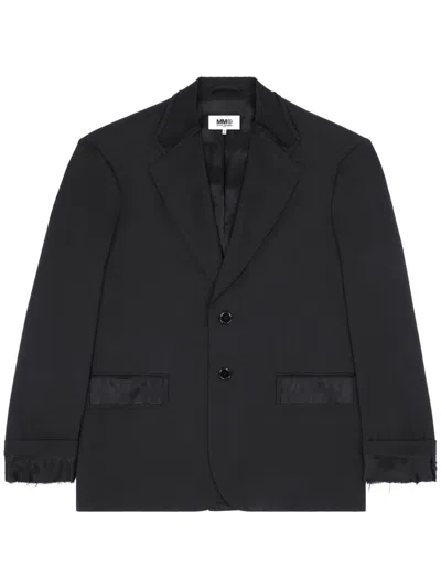 Mm6 Maison Margiela Single-stitch Logo Notched-collar Blazer In Black