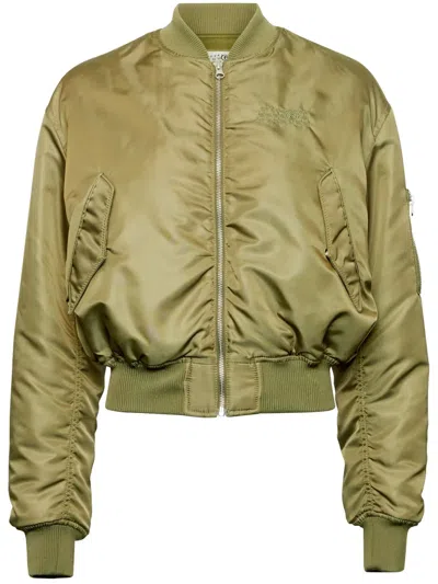 Mm6 Maison Margiela Stitch-logo Bomber Jacket In Grün