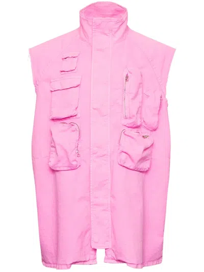Mm6 Maison Margiela Weste Mit Logostickerei In Rosa