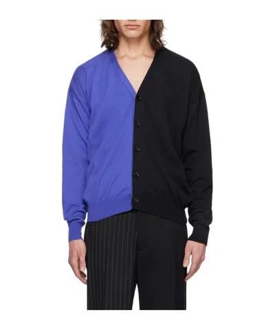 Mm6 Maison Margiela Stitched Knitted Long-sleeved Cardigan In Black